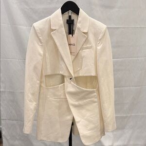 Mango Women's Elegant Cream Cut-Out Blazer